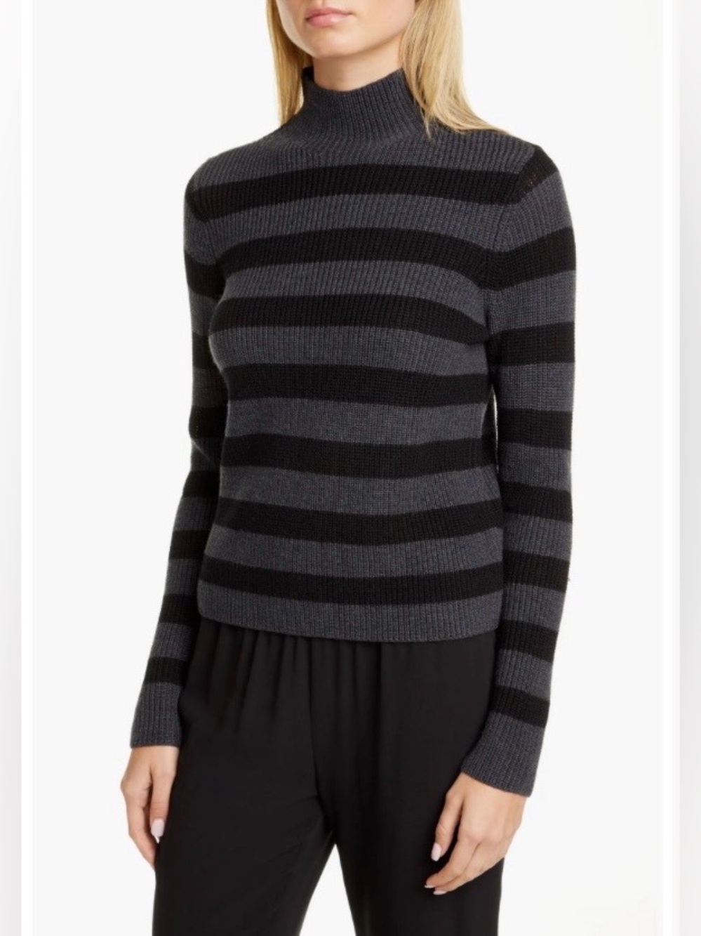 Eileen Fisher Striped Turtle Neck Sweater 100% Merino Wool NWT
Size M